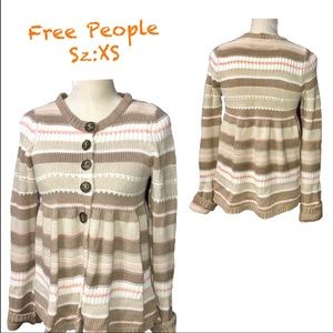 Free People striped button sweater cardigan XS